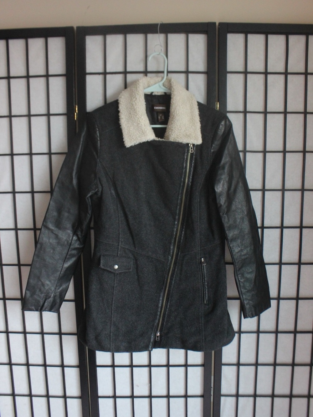 Vintage wool and genuine leather jacket
